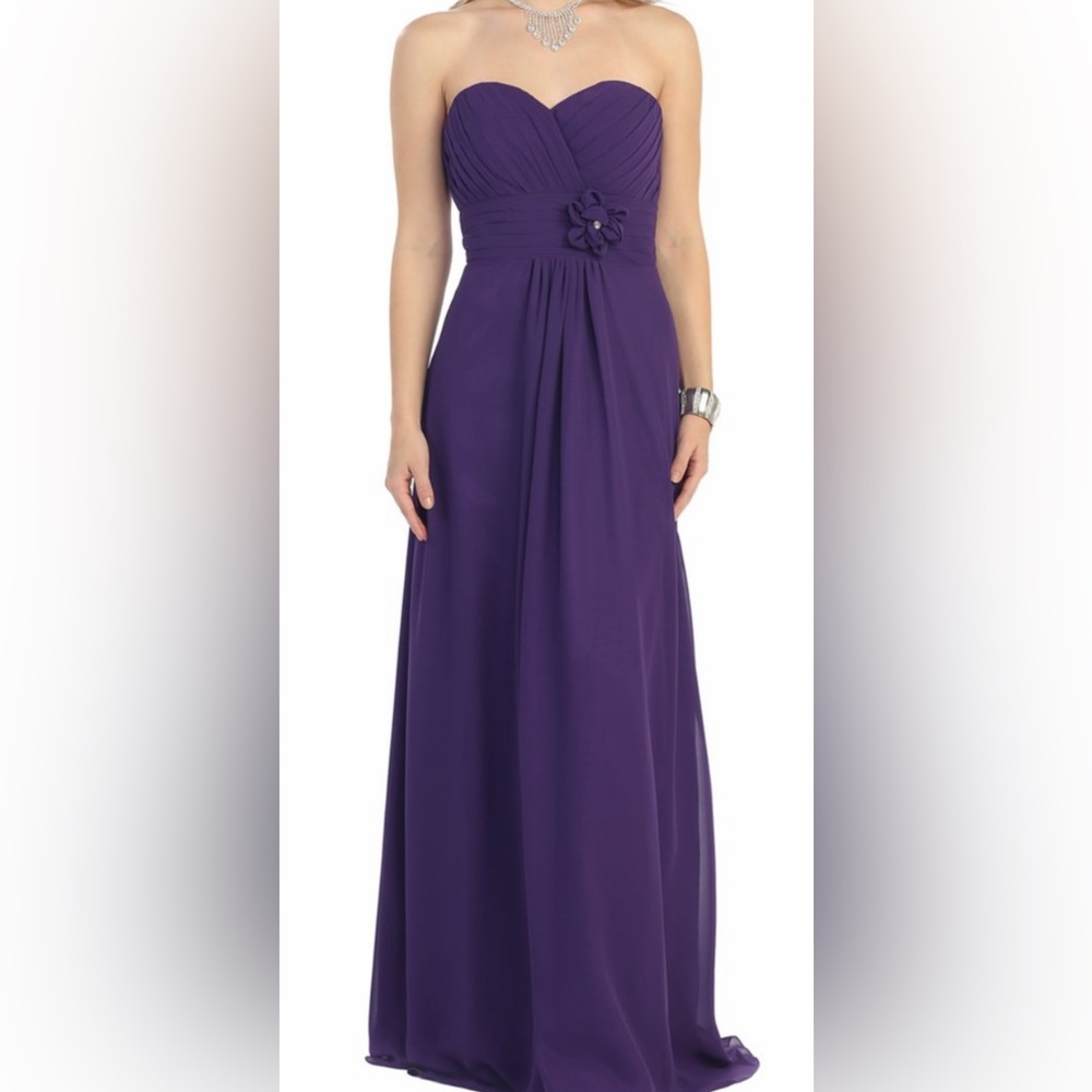 Purple sweetheart dress with floral waist